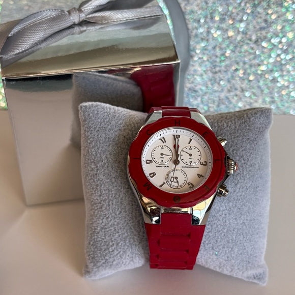 Michele Tahitian Jelly Bean Red Ladies Chronograph Watch - Picture 2 of 16